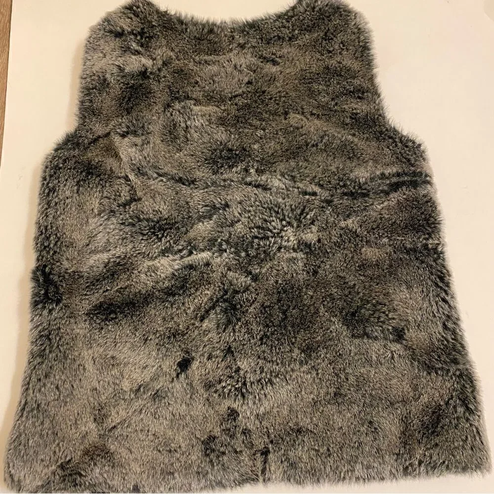 Hanna Andersson Faux Fur dark brown Vest blue liner 150 size 12